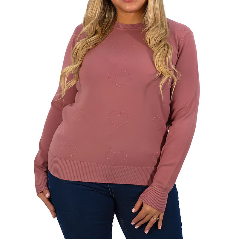 MPROPIA - Sweater mujer texturado colores corazones Extra linda