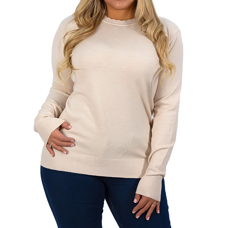 MPROPIA - Sweater mujer texturado colores corazones Extra linda