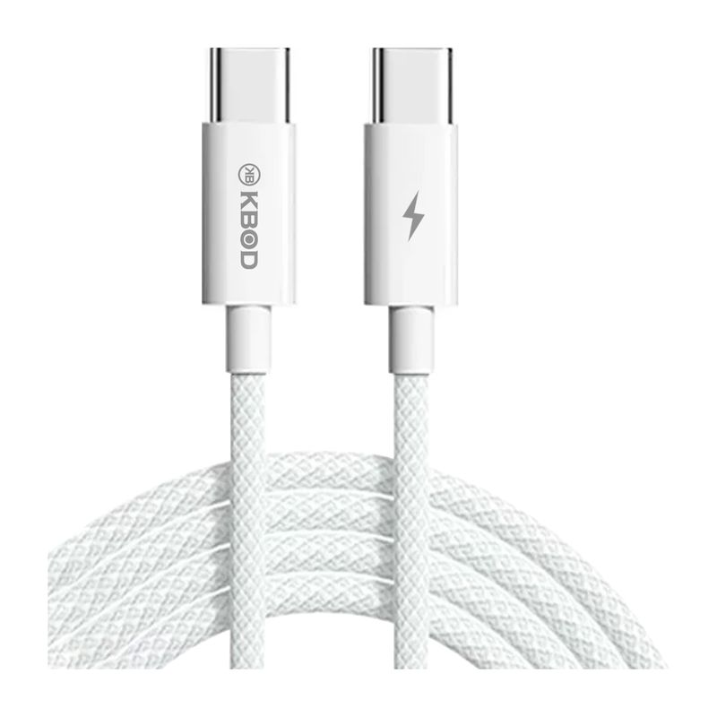 KBOD - Cable Tipo C Para Teléfonos Trenzado De Nylon 2mt Kbod Cbo16 Blanco