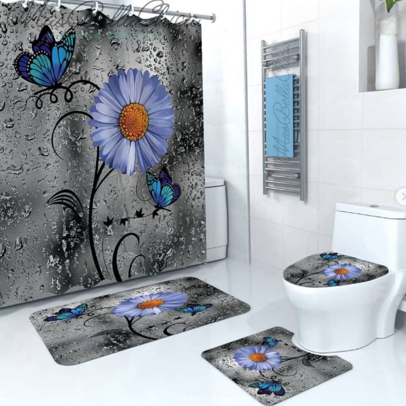 GENERICO - Set de Baño 4 Piezas Diseño Flor