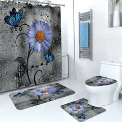 GENERICO - Set de Baño 4 Piezas Diseño Flor