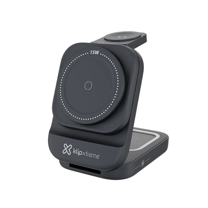 KLIPXTREME - Cargador Inalámbrico 3 en 1 Klip Xtreme KDC-150 15W Plegable USB-C