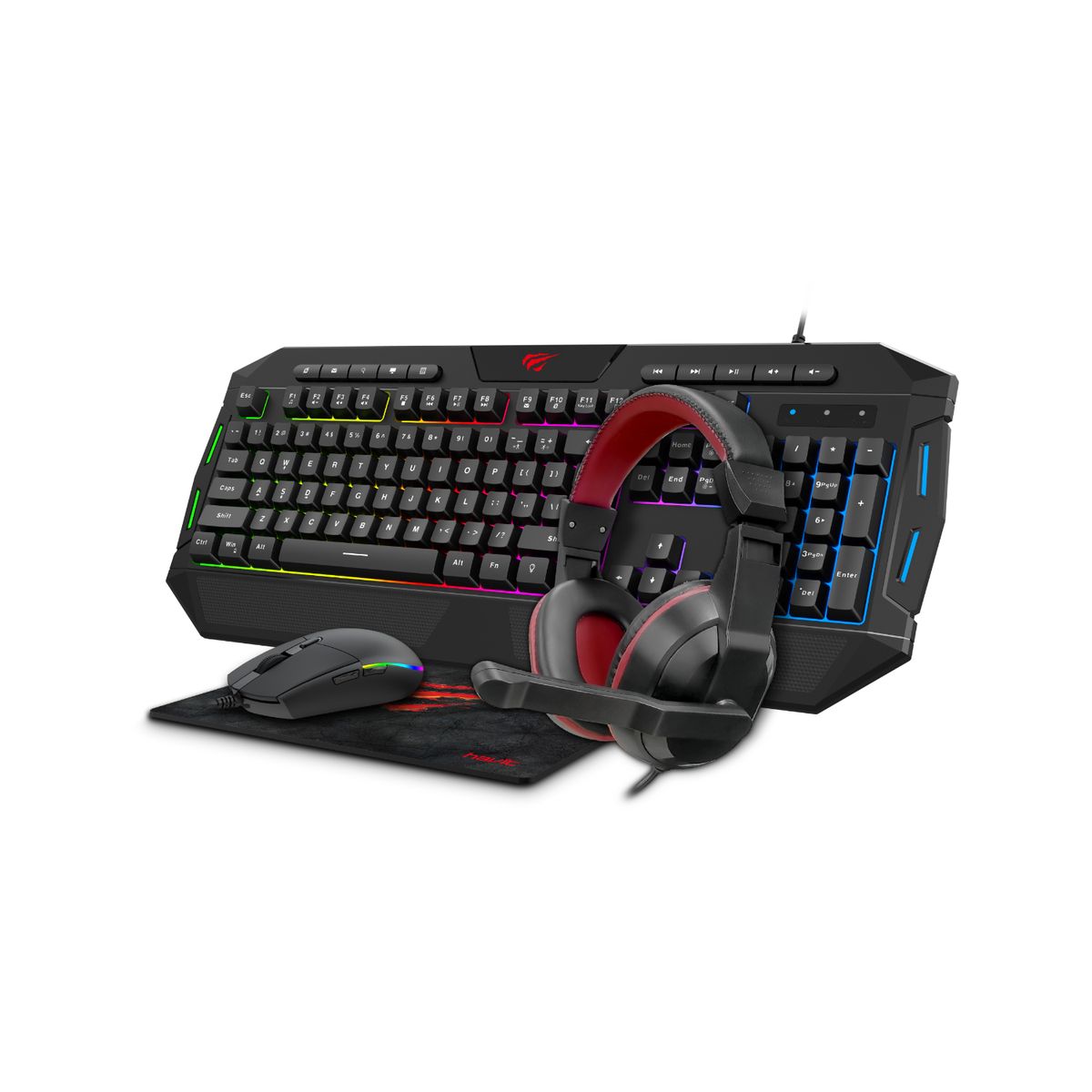 HAVIT - Kit Set Gamer con Teclado + Audífonos Over-ear con Micrófono + Mouse + Mousepad KB501CM Havit