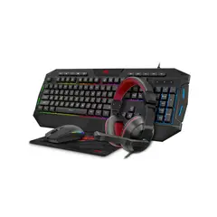 HAVIT - Kit Set Gamer con Teclado + Audífonos Over-ear con Micrófono + Mouse + Mousepad KB501CM