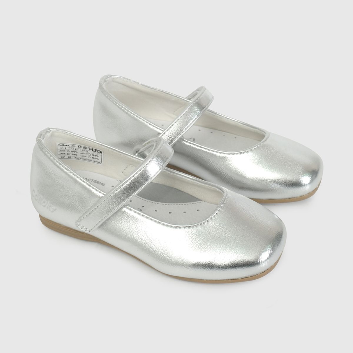 COLLOKY - Ballerina Metalizada Plateada de Caminante talla 21 a 27
