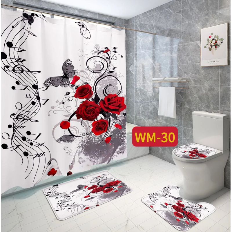 GENERICO - Set de Baño 4 Piezas Diseño Rosas