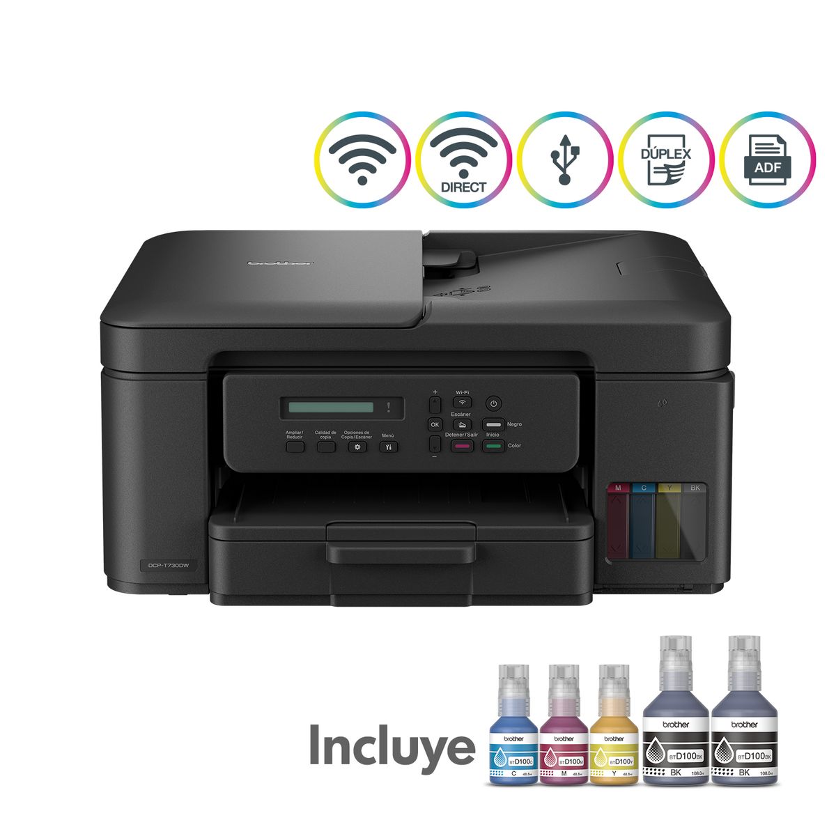 BROTHER - Impresora Multifuncional Brother Tinta Dcp-t730dw Duplex Adf