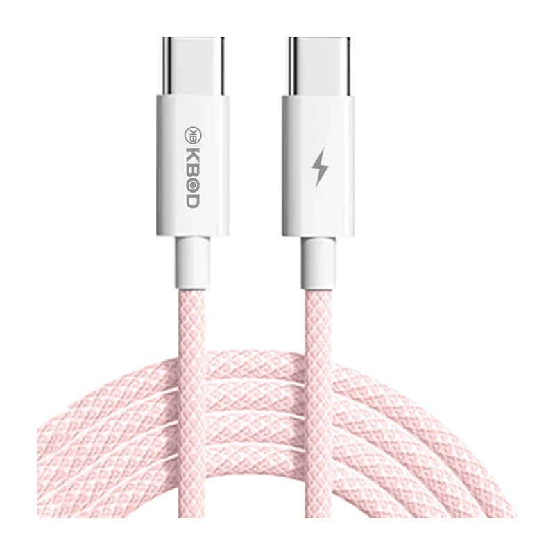 KBOD - Cable Tipo C Para Teléfonos Trenzado De Nylon 2mt Kbod Cbo16 Rosa