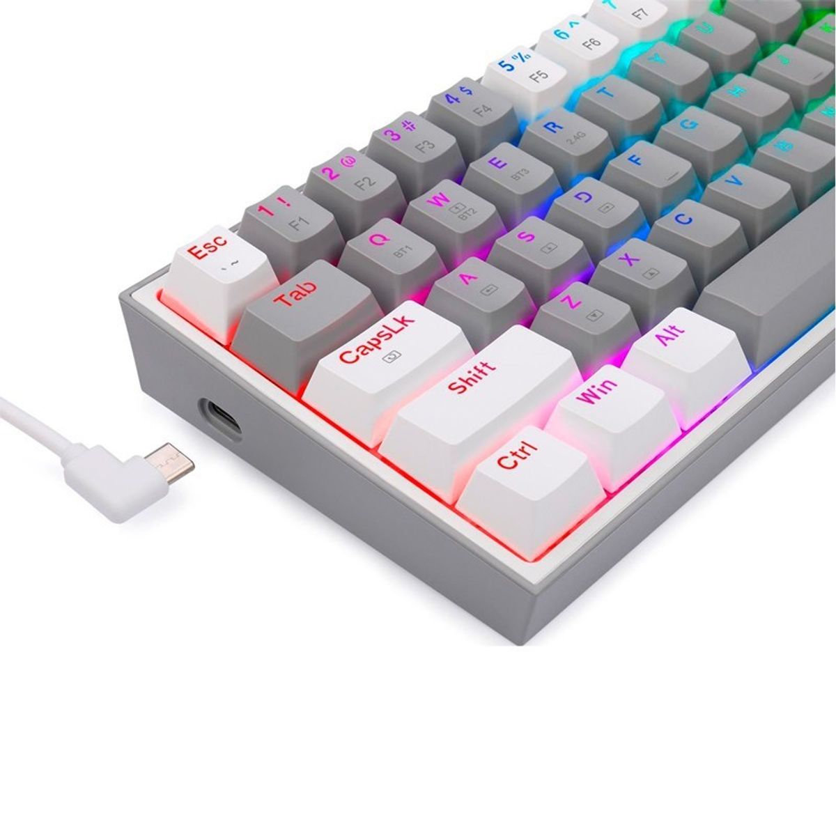 REDRAGON - Teclado Gamer Redragon Fizz Pro K616 RGB GW SP GrisBlanco