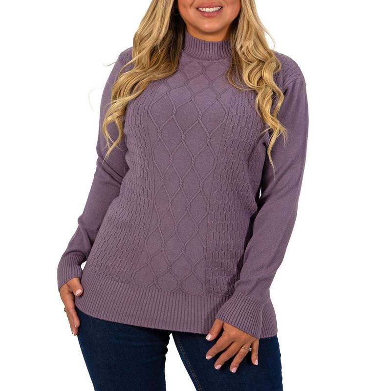 MPROPIA - Sweater Mujer Texturado Colores Lineas Rombos