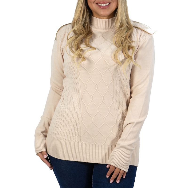 MPROPIA - Sweater Mujer Texturado Colores Lineas Rombos