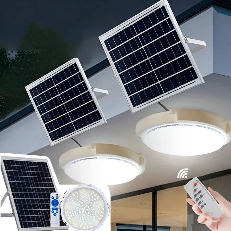 GENERICO - Lampara Plafon Redonda De Techo Con Panel Solar Foco 100w