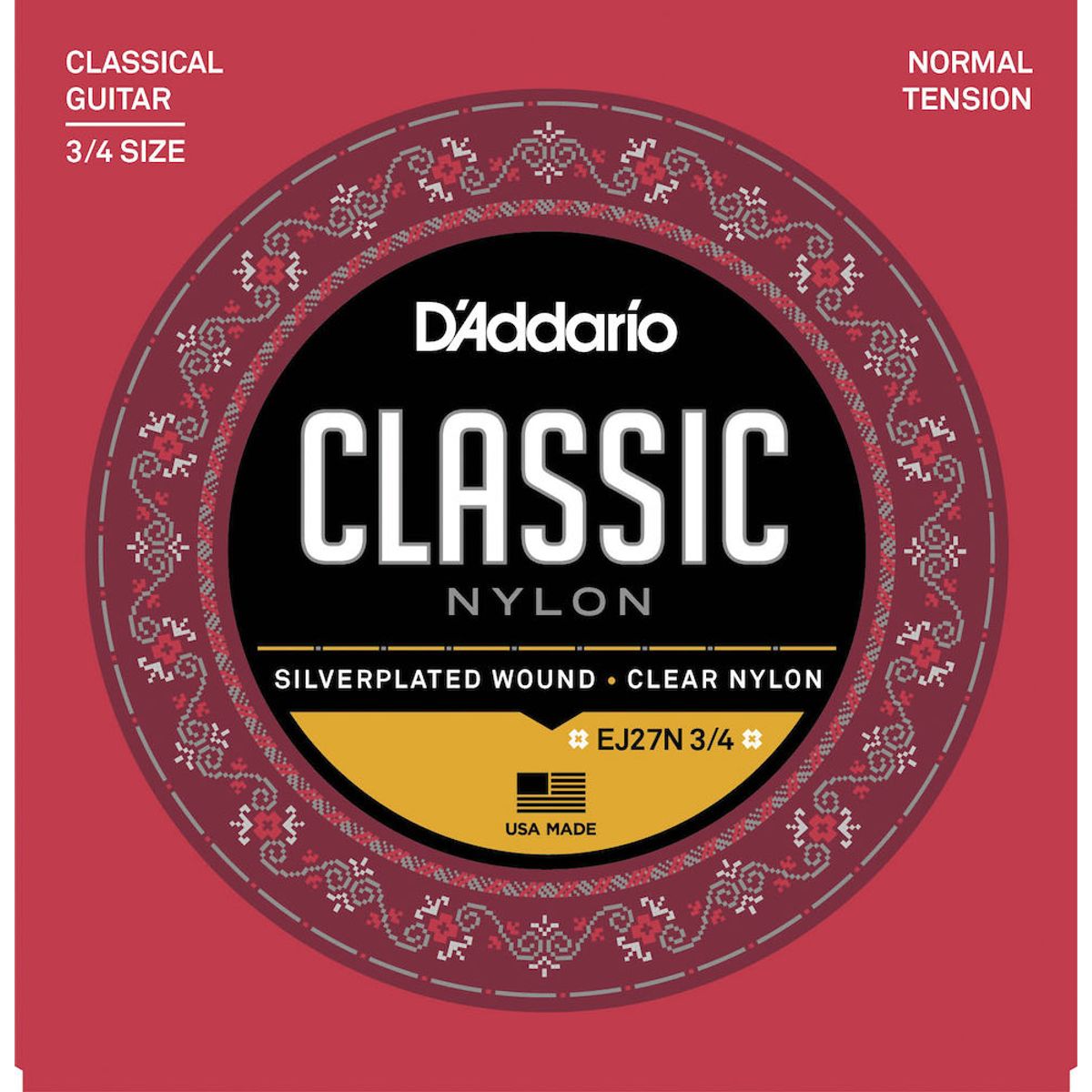 DADDARIO - Set De Cuerdas Nylon Clásica3/4 N.Tensión Ej27N 3/4 Daddario