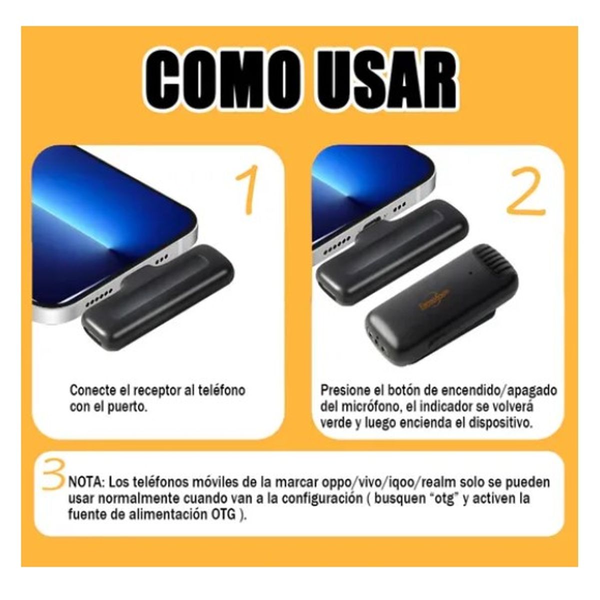 ESHOPANGIE - Micrófono Inalámbrico Doble Solapa + Estuche Entrada Usb C