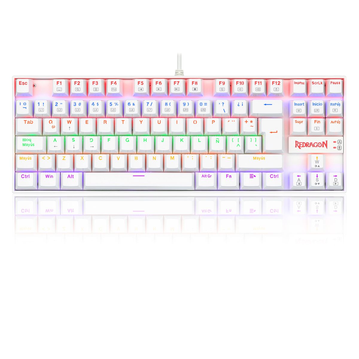 REDRAGON - Teclado Gamer KUMARA 2 K552R-SP Rainbow Switch Red Blanco