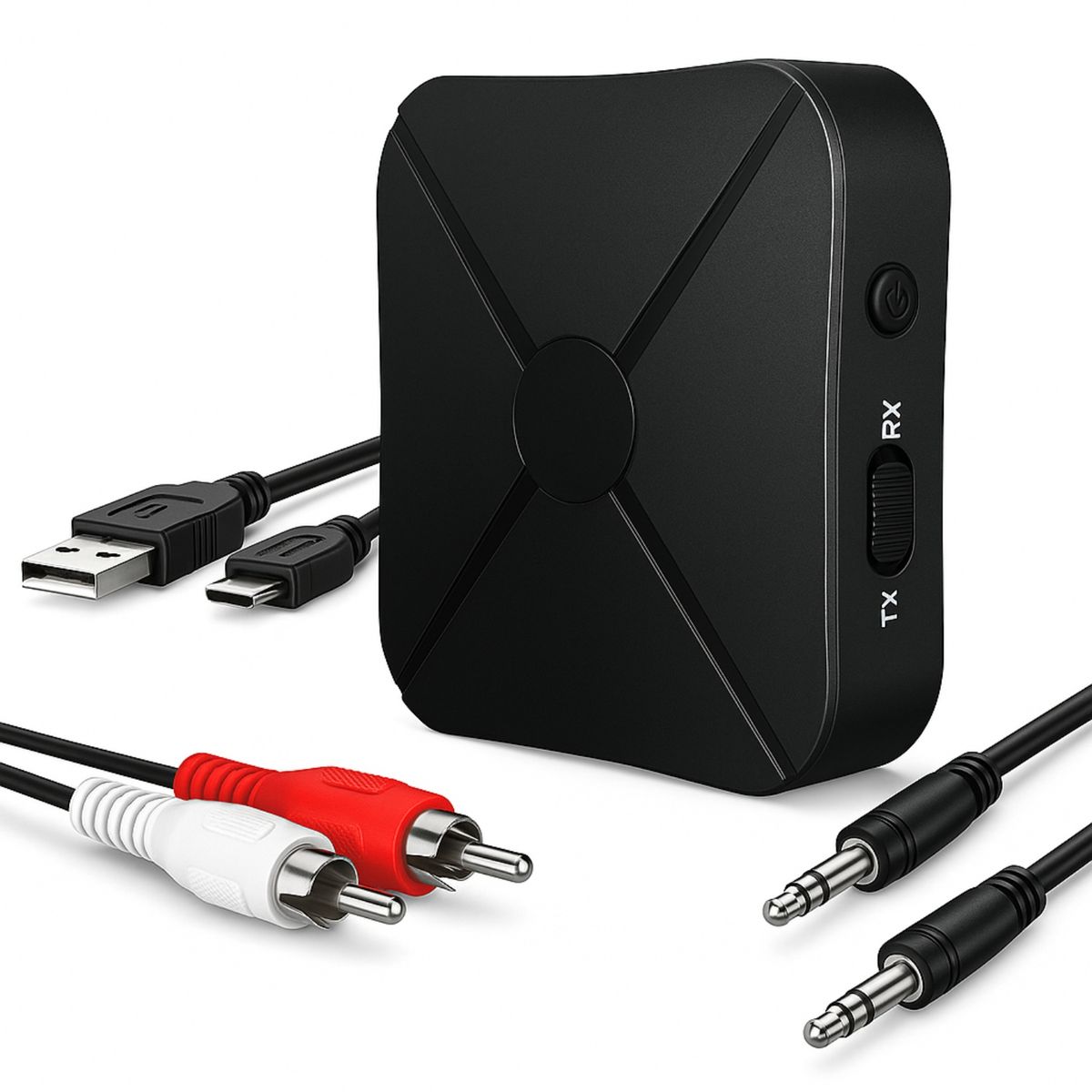 GENERICO - Receptor Transmisor Bluetooth 4.2 Con Cables Auxiliar + Rca