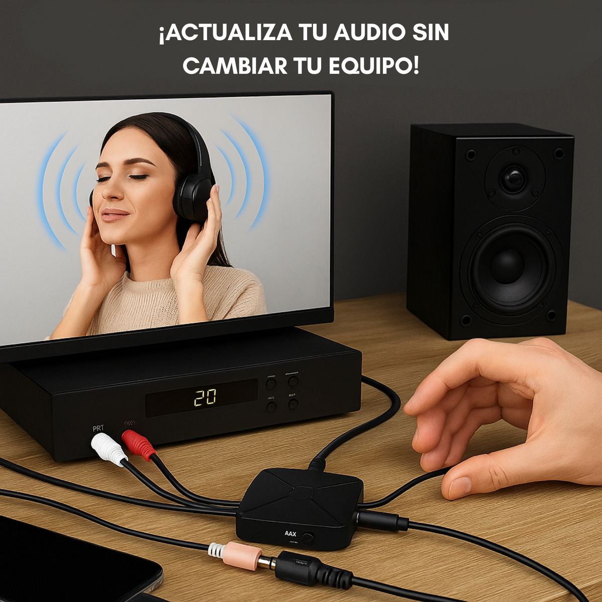 GENERICO - Receptor Transmisor Bluetooth 4.2 Con Cables Auxiliar + Rca