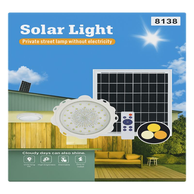 GENERICO - Foco Panel Solar Sobrepuesto Luz Techo Interior 200w 3 Tonos De Luz