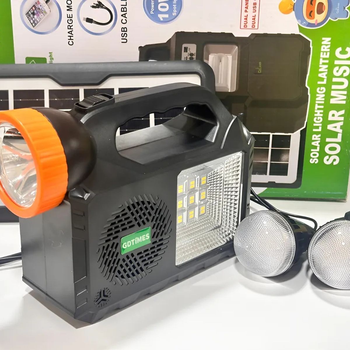 GENERICO - Kit Solar Con Radio-parlante- Foco Cargador 3 Ampolletas