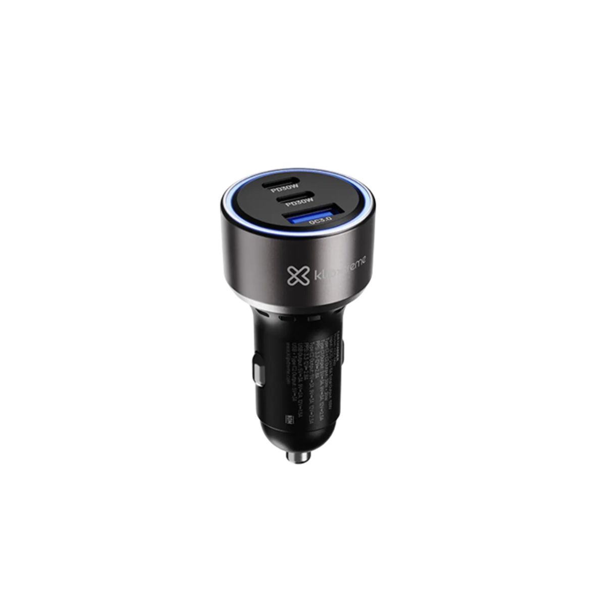 KLIP XTREME - Klip Xtreme KCC-060 Cargador para Auto 60W, 2 USB-C PD, USB-A QC 3.0, Carga Rápida, Negro