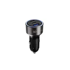 KLIP XTREME - KCC-060 Cargador para Auto de 60W, con 2 Puertos USB-C y 1 USB-A, Carga Rápida para Smartphones, Tablets y Dispositivos Portátiles