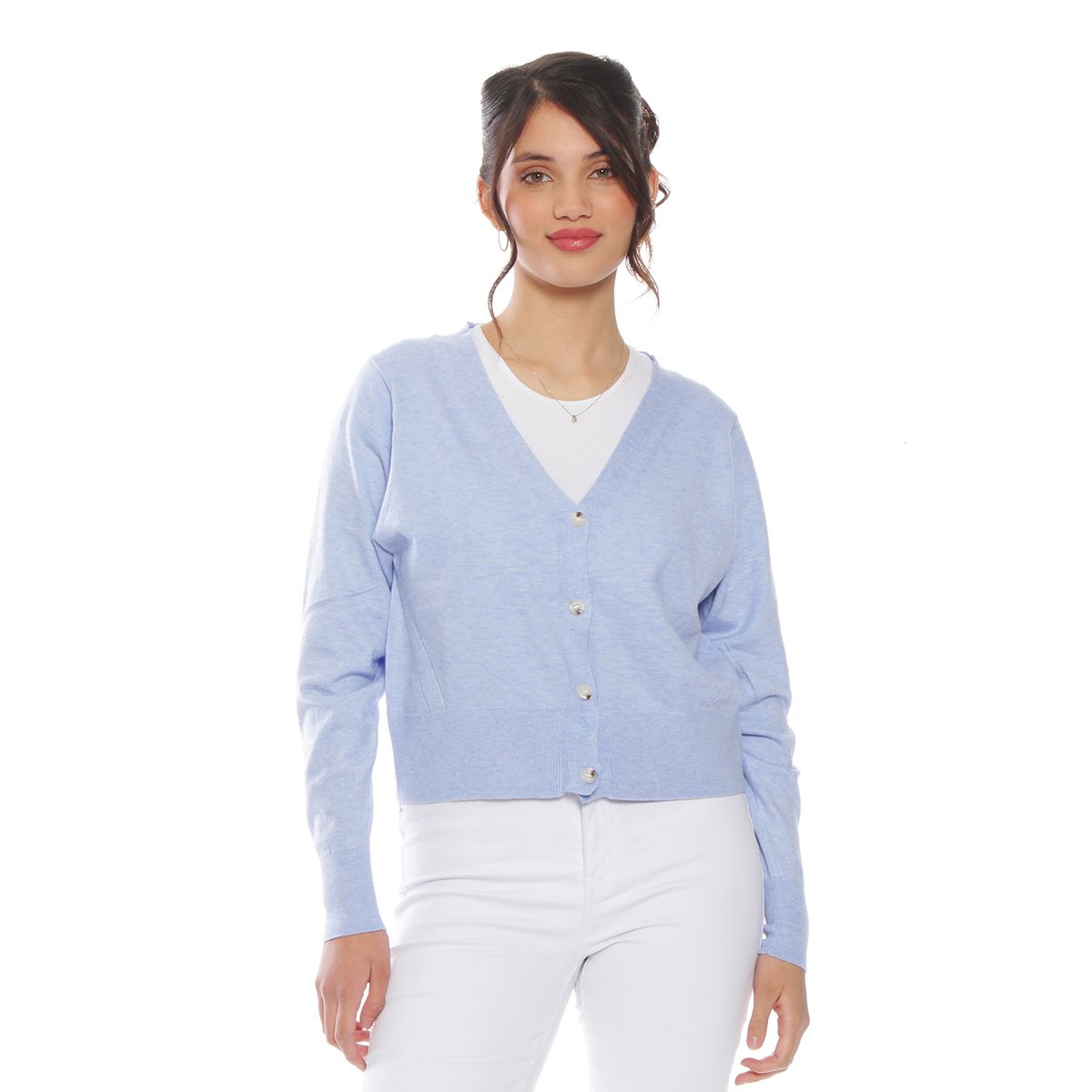 WADOS - CHALECO MANGA LARGA ESCOTE V ABOTONADO EN DELANTERO