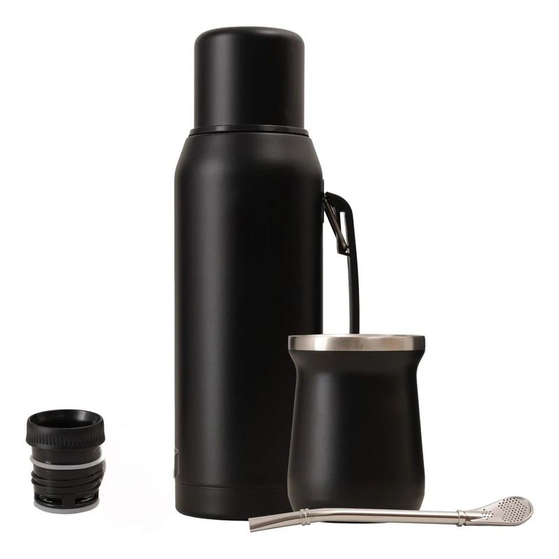 GENERICO - Termo Mate Set Matero Mate 1 l Acero Inox + Vaso Y Tapa