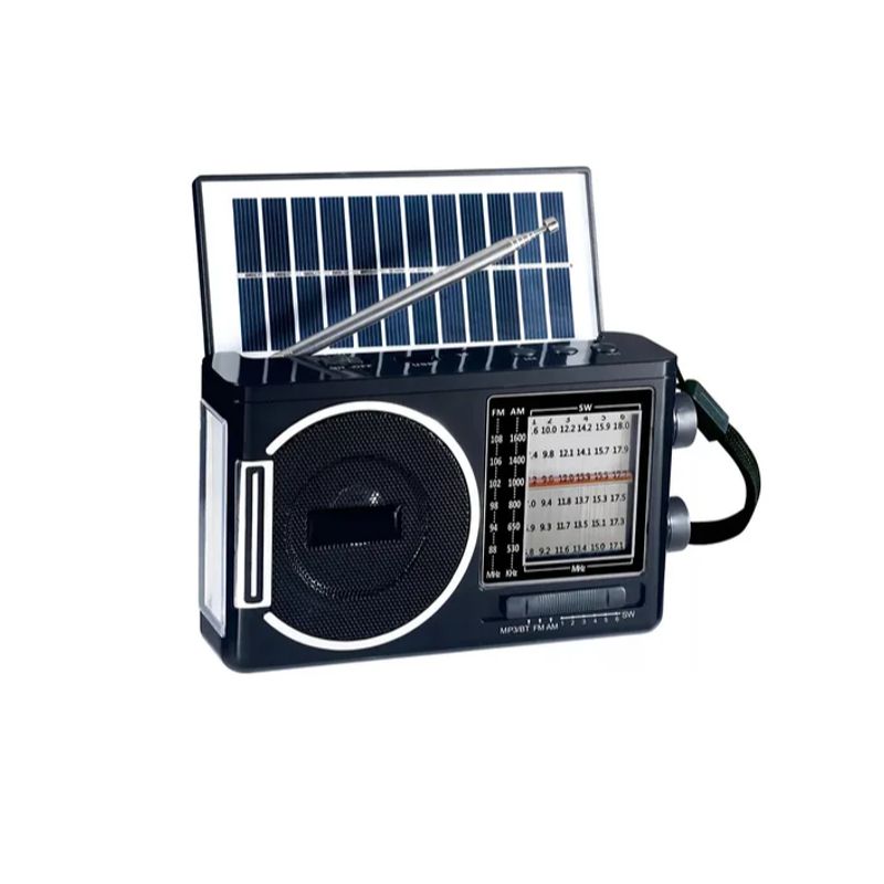 GENERICO - Radio Parlante Fmam Retro Con Panel Solar Y Linterna Color Negro