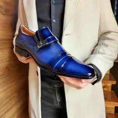 LEVURETT - Zapato Formal de Charol Azul Hombre