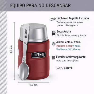 Imagen 2 del producto TERMO COMIDA KING ACERO INOX 470 ML ROJO -