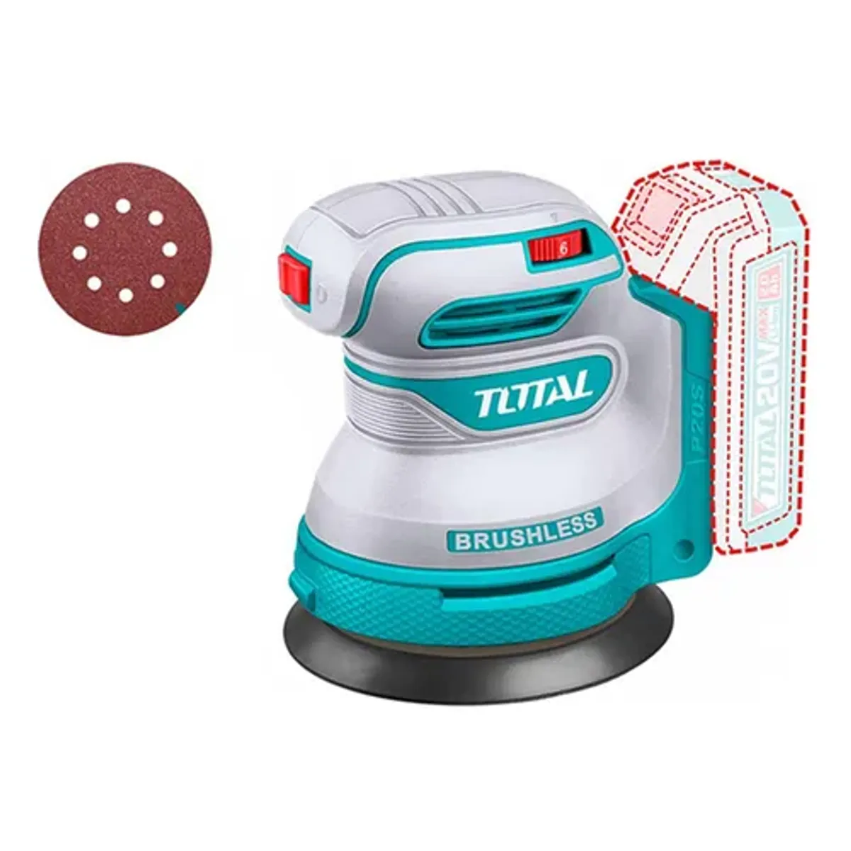 TOTAL TOOLS - Lijadora Roto Orbital Inalámbrica 20v 125mm Total Trosli2002