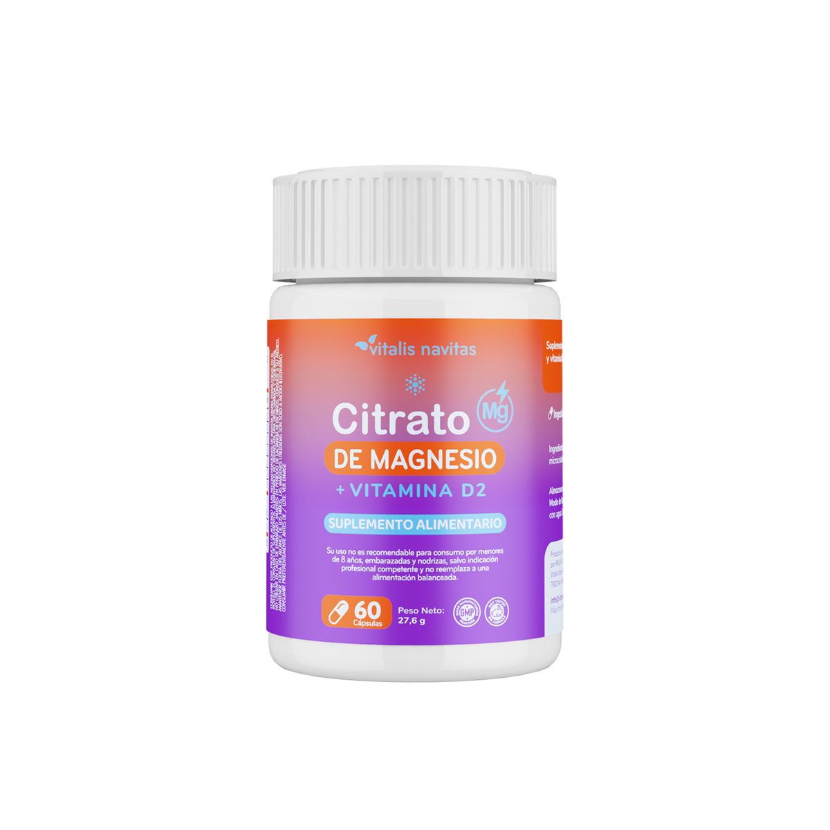 VITALIS NAVITAS - Citrato De Magnesio 30 Porciones 60 Cápsulas Vitalis Navitas