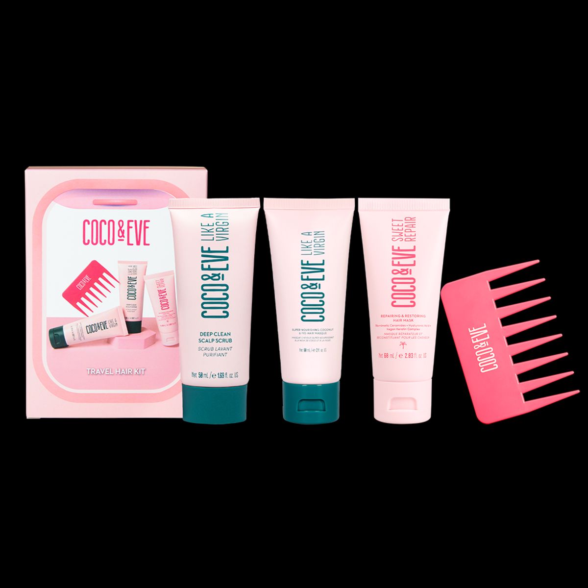 COCO & EVE - Kit de viaje para el cabello 4pc Coco & Eve