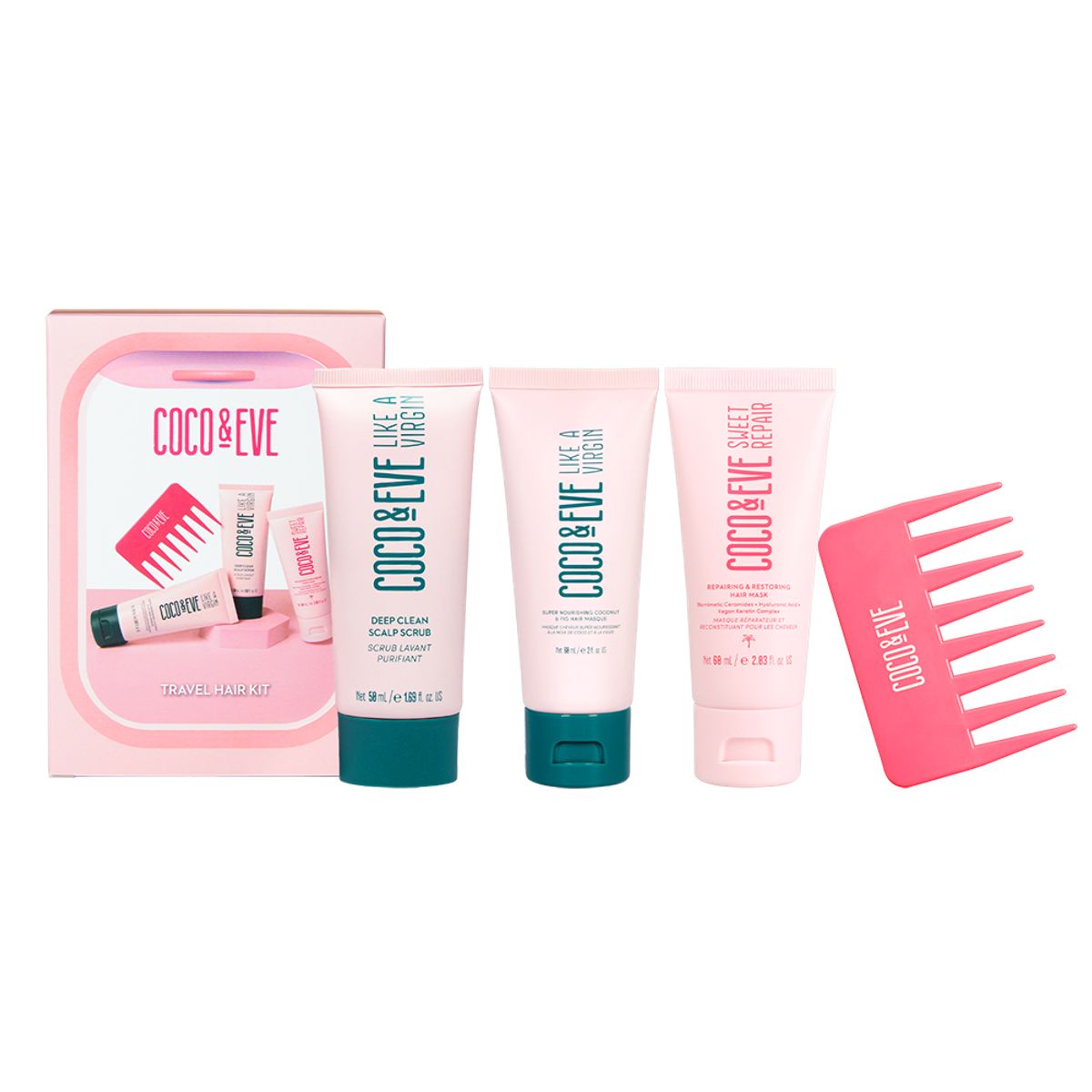 COCO & EVE - Kit de viaje para el cabello 4pc Coco & Eve