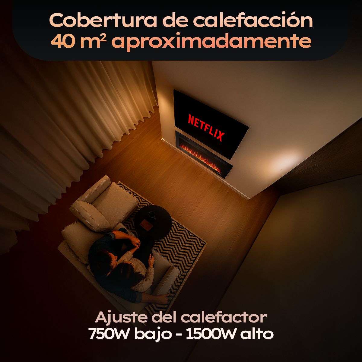 MICRON - Estufa Chimenea Eléctrica Empotrable 50 pulgadas 220v - 240v