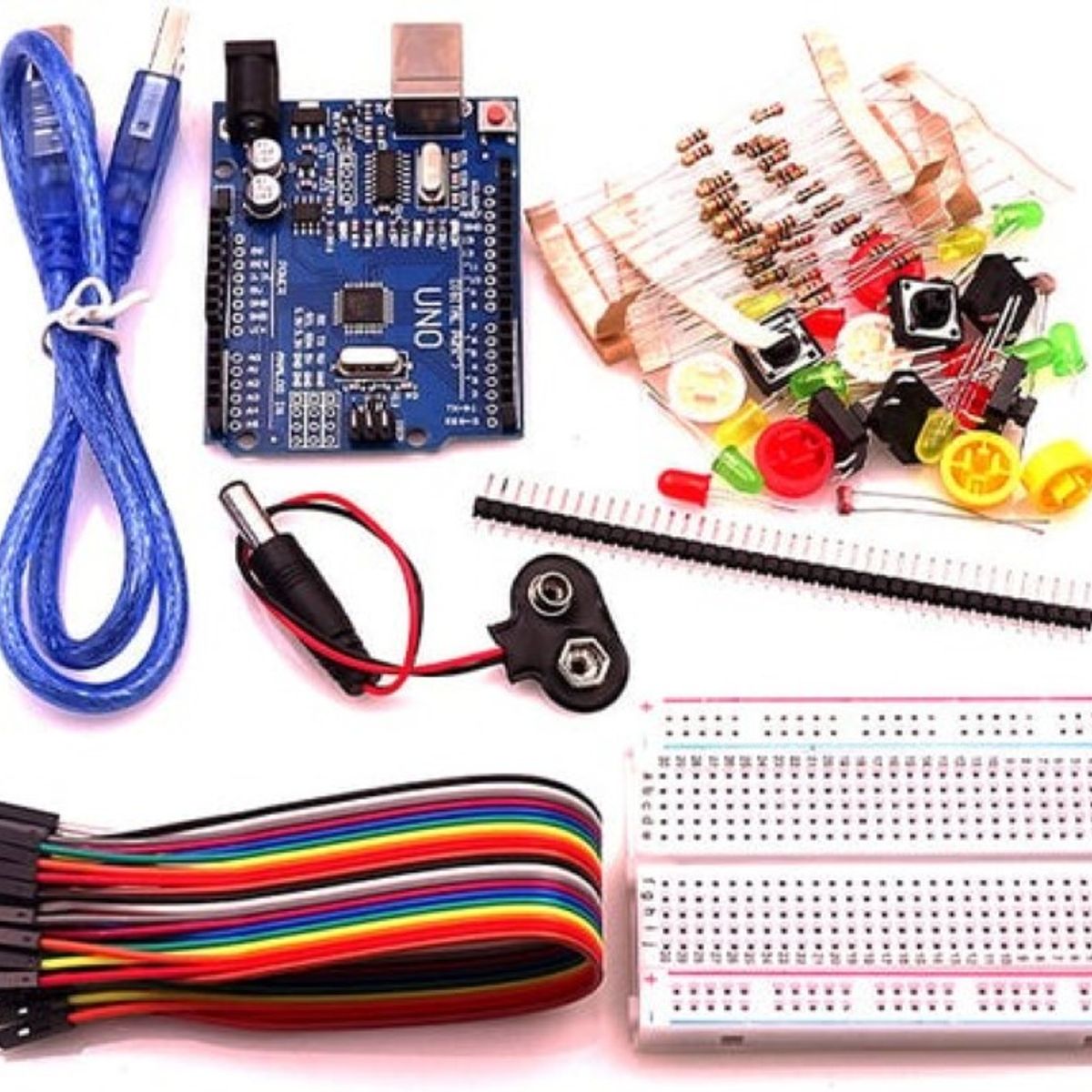 GENERICO - Kit Básico Arduino UNO Compatible con Accesorios
