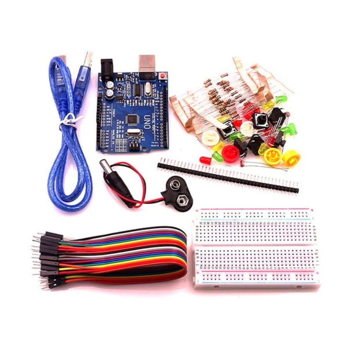 GENERICO - Kit Básico Arduino UNO Compatible con Accesorios