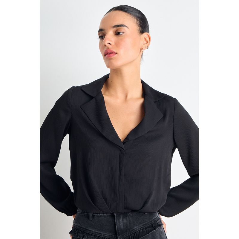 IO - Blusas Manga Larga Mujer Negro Io