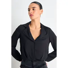 IO - Blusas Manga Larga Mujer Negro