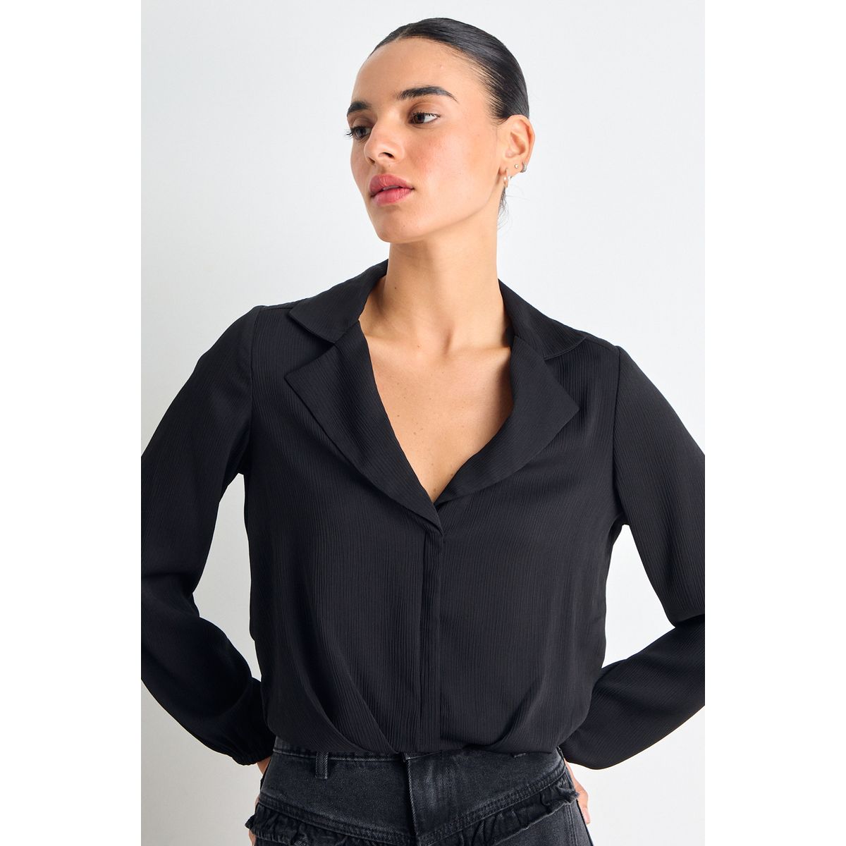 IO - Blusas Manga Larga Mujer Negro Io