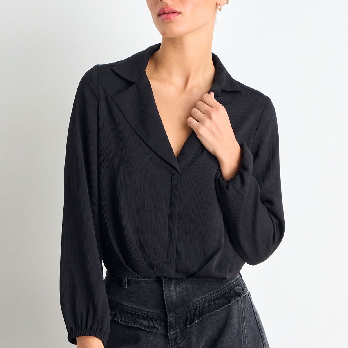 IO - Blusas Manga Larga Mujer Negro Io