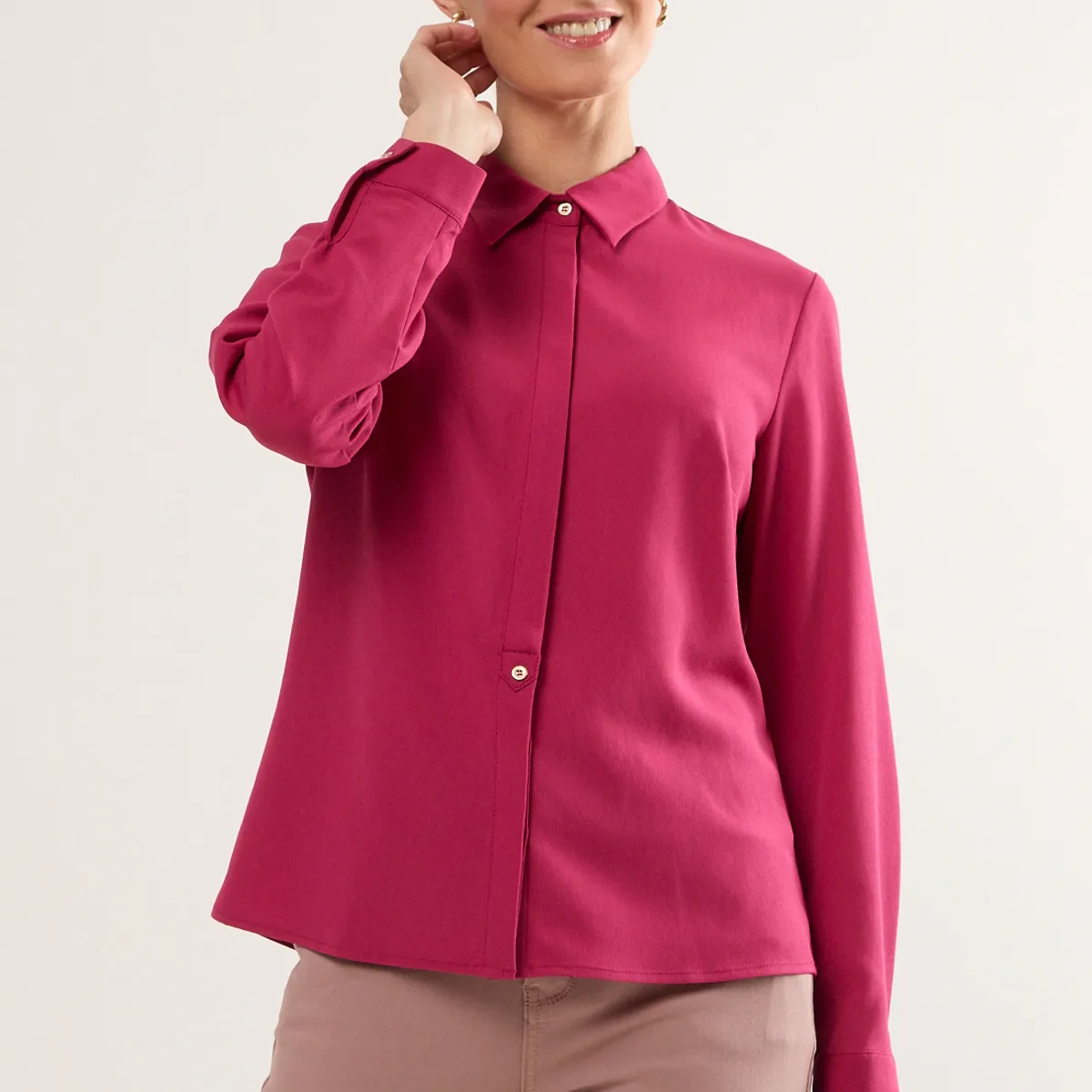 MA GRIFFE - Blusas Manga Larga Mujer Fucsia Magriffe