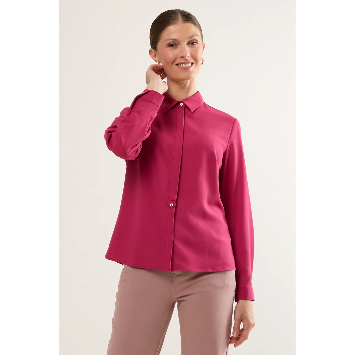 MA GRIFFE - Blusas Manga Larga Mujer Fucsia Magriffe