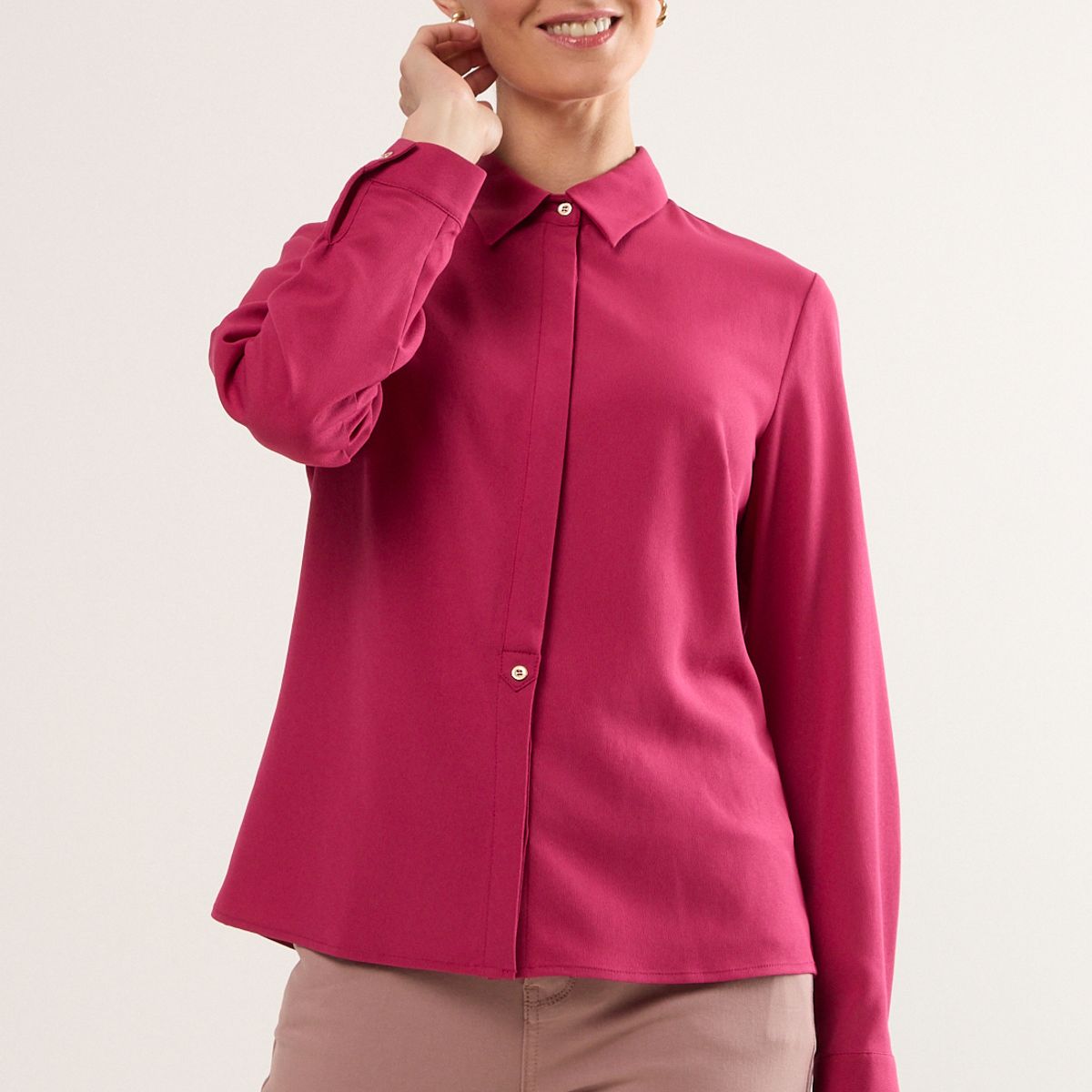 MA GRIFFE - Blusas Manga Larga Mujer Fucsia Magriffe