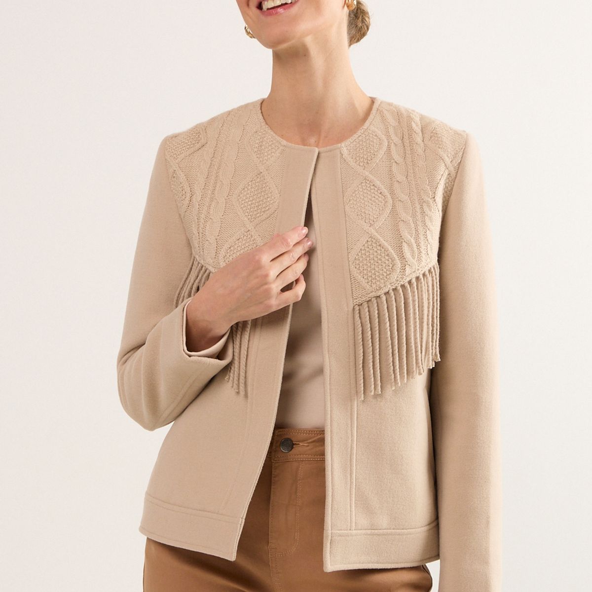 MA GRIFFE - Chaqueta Mujer Beige Magriffe
