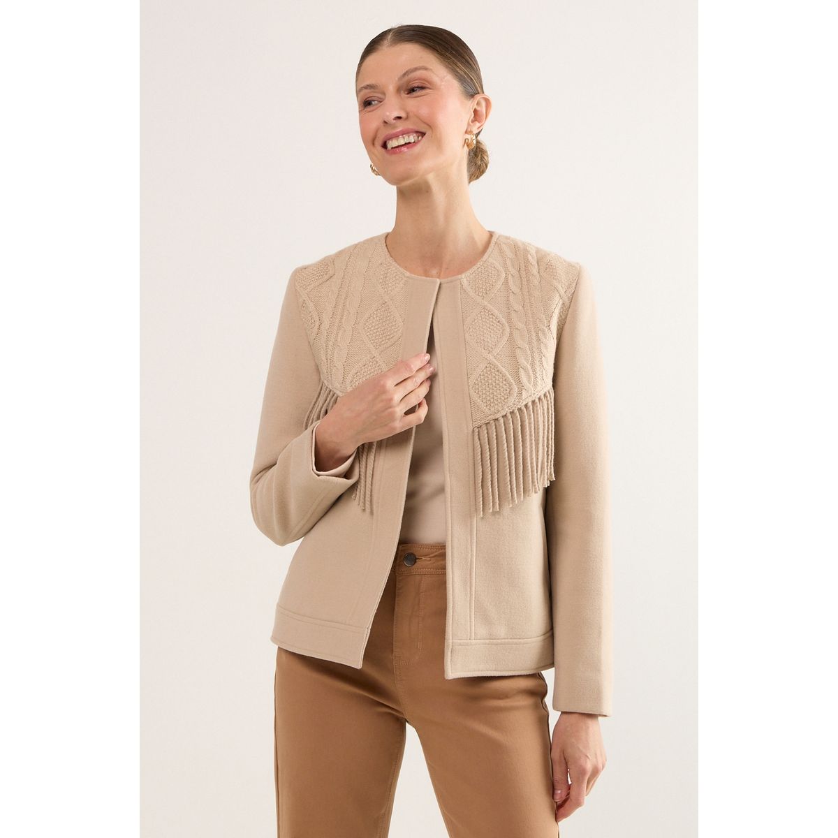 MA GRIFFE - Chaqueta Mujer Beige Magriffe