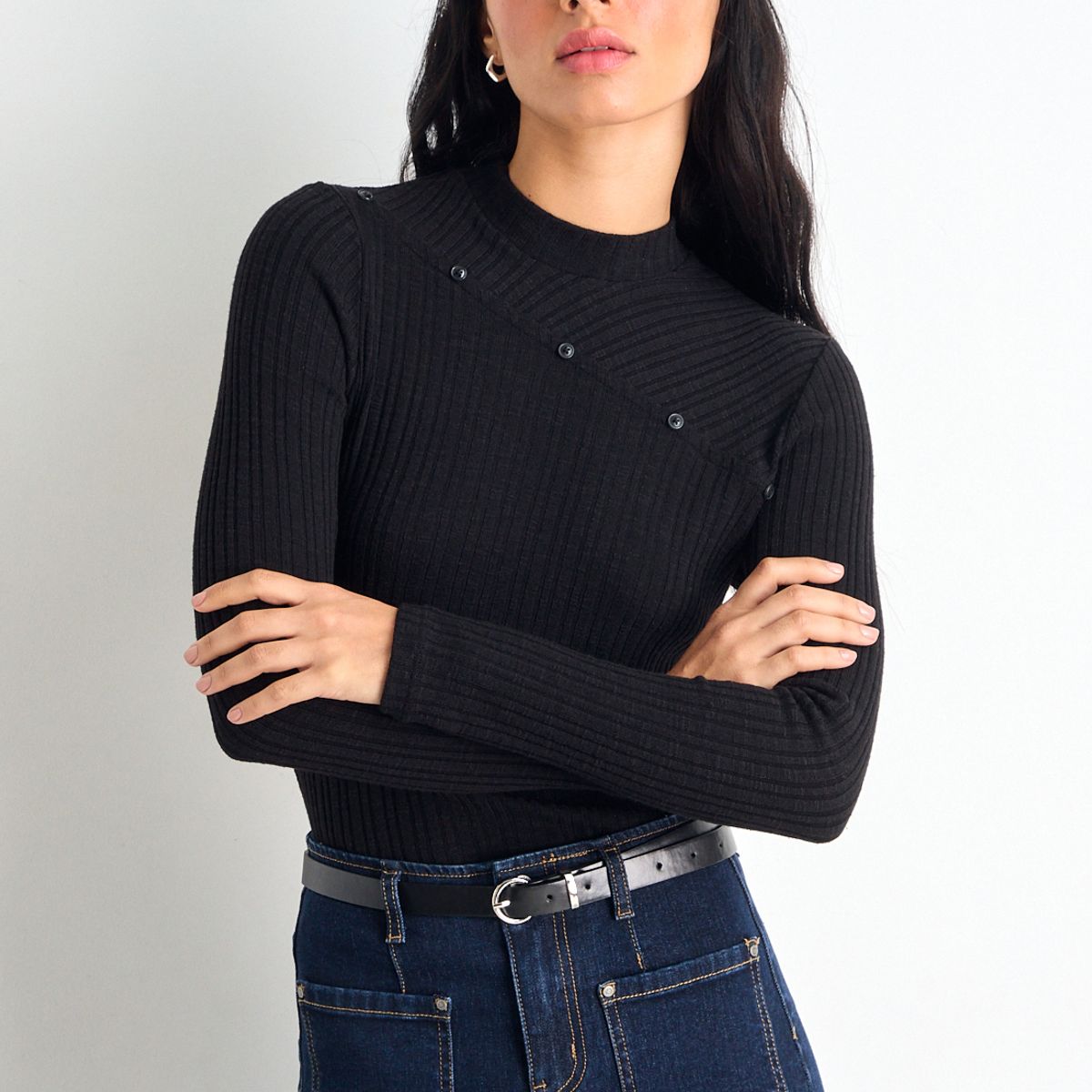 IO - Polera Manga Larga Mujer Negro Io