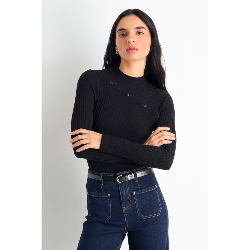 IO - Polera Manga Larga Mujer Negro Io