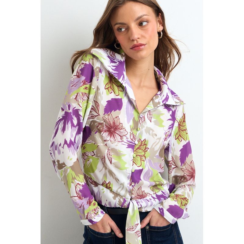 IO - Blusas Manga Larga Mujer Morado Io