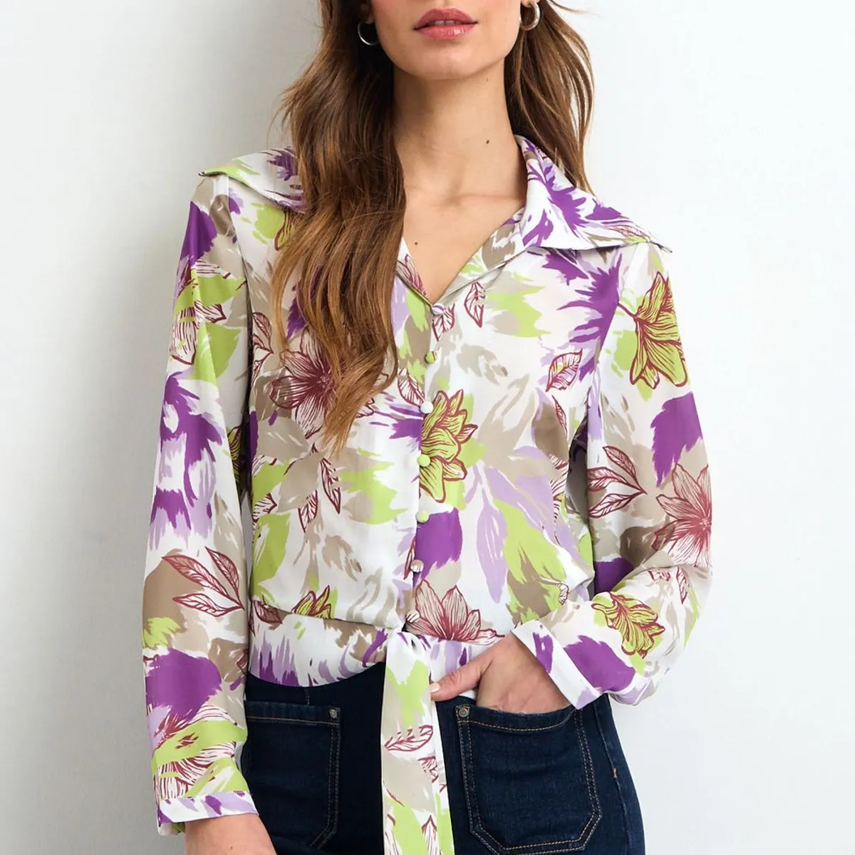 IO - Blusas Manga Larga Mujer Morado Io
